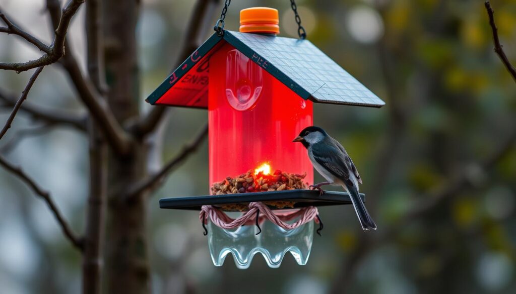 Crie um comedouro para pássaros com garrafas PET