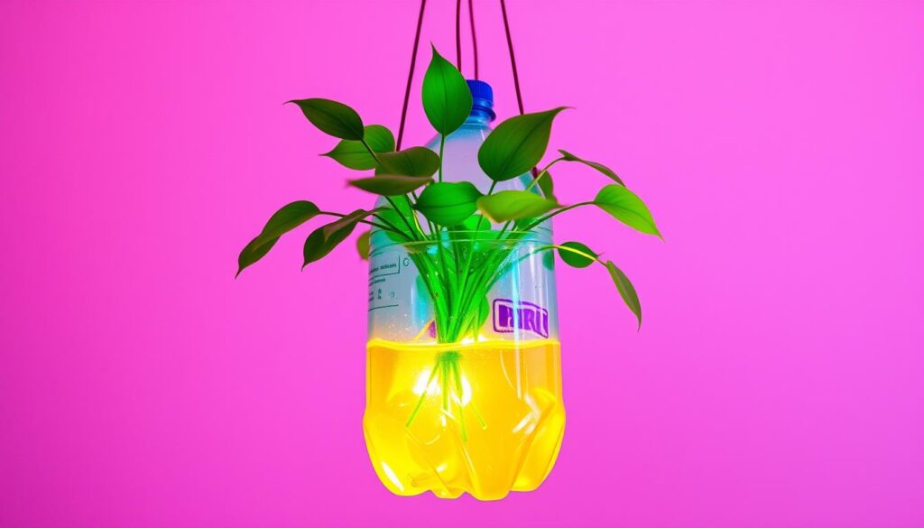Crie um vaso suspenso com garrafas PET