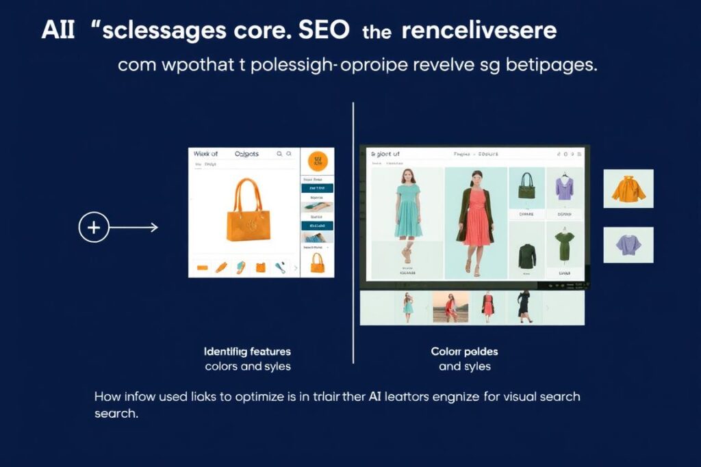Demonstração de SEO visual com IA reconhecendo objetos em imagens e otimizando para busca