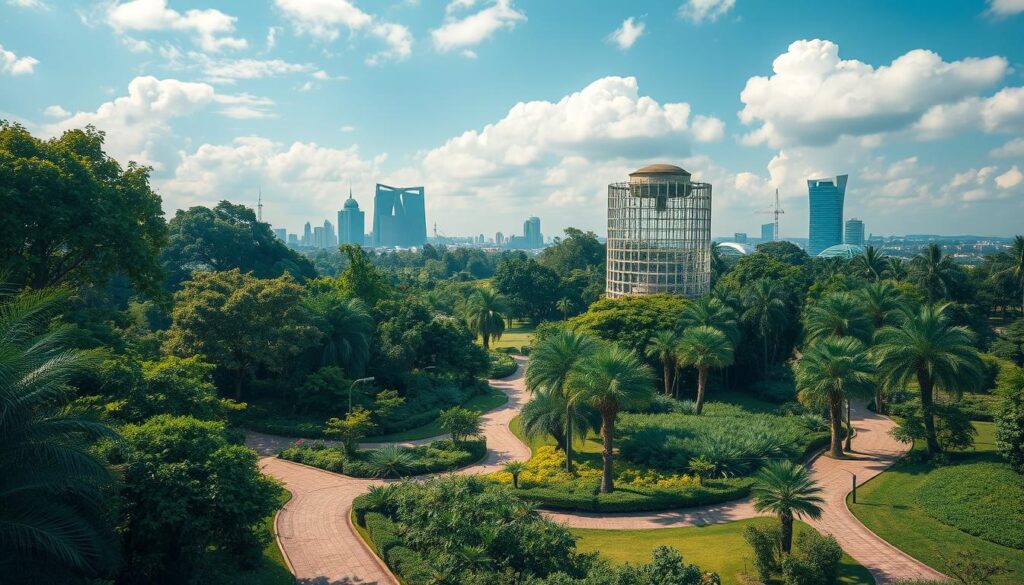 Imagem do Jardim Botânico de Brasília com trilhas e áreas verdes