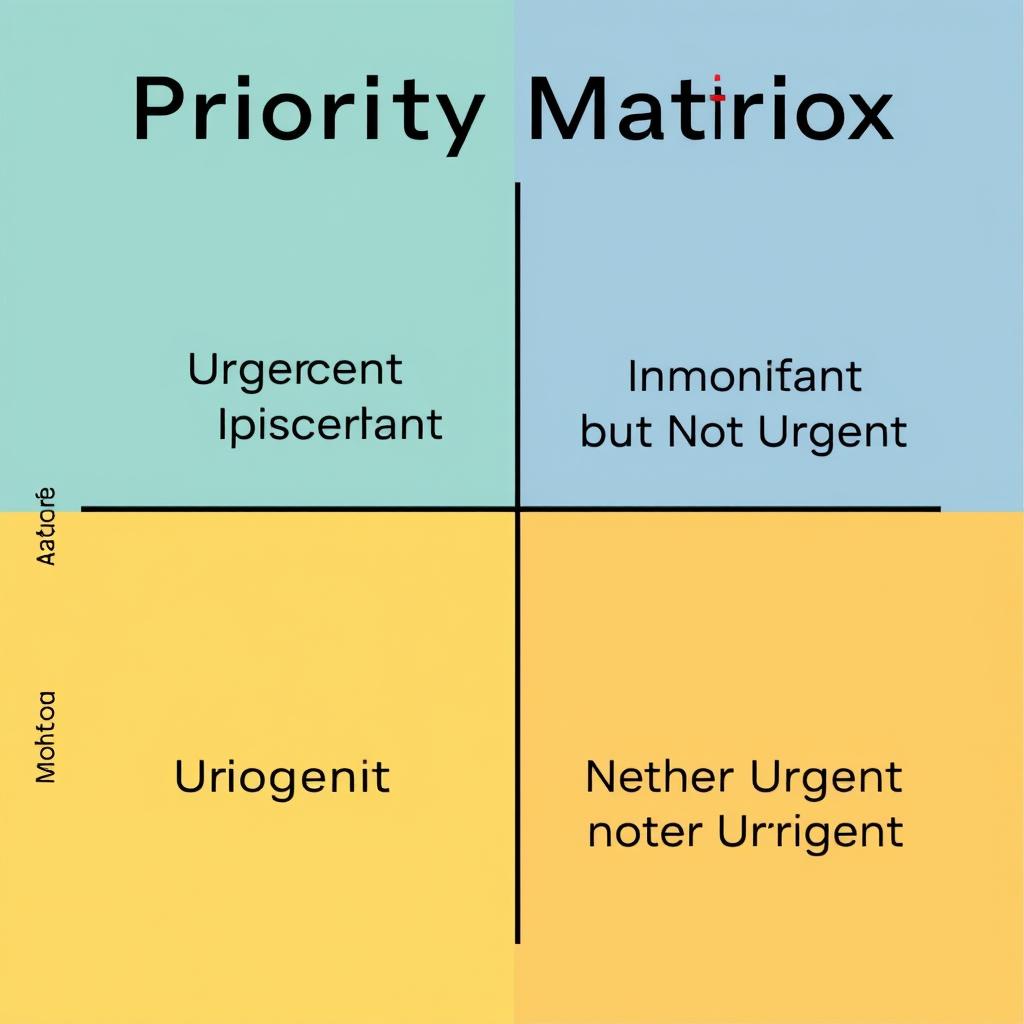 Matriz de prioridades do método Vida Prática 360 dividida em quatro quadrantes