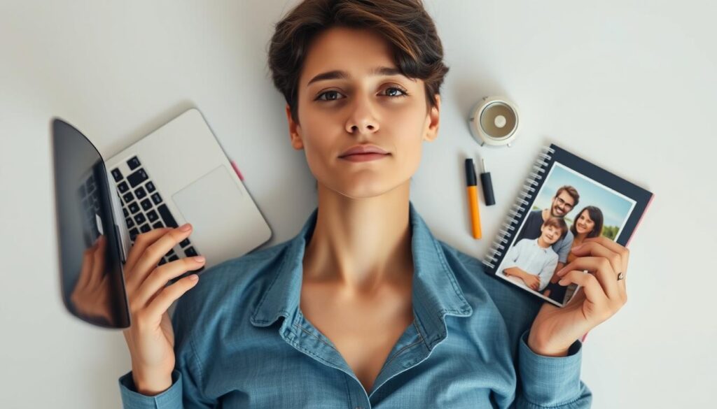 Pessoa equilibrando diferentes aspectos da vida conforme o método Vida Prática 360