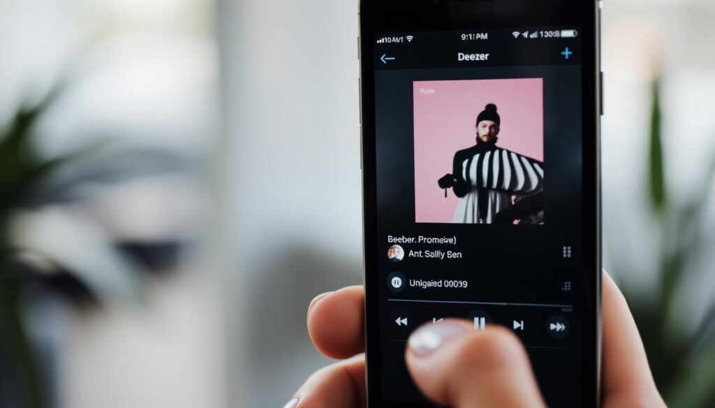 Gere uma imagem do aplicativo Deezer em funcionamento.