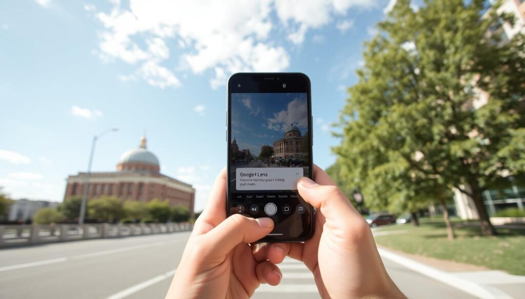 Gere uma imagem do aplicativo Google Lens em ação.