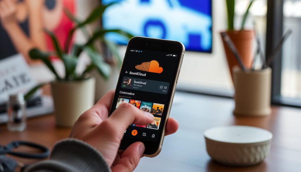 Gere uma imagem do aplicativo SoundCloud em funcionamento.