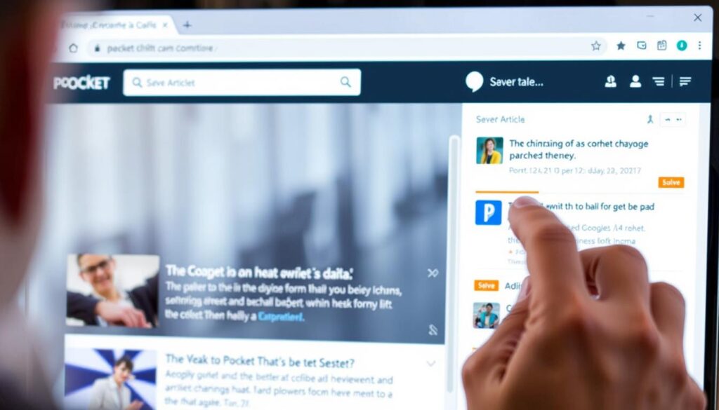 Imagem de alguém salvando artigos no Pocket