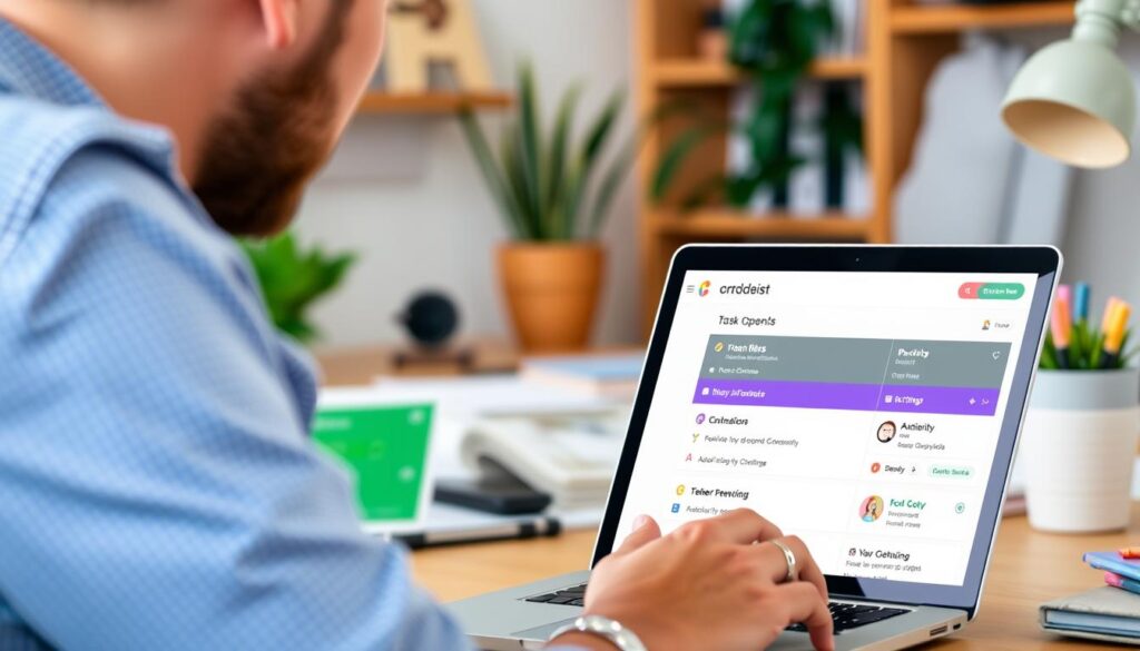 Imagem de uma pessoa organizando tarefas no Todoist