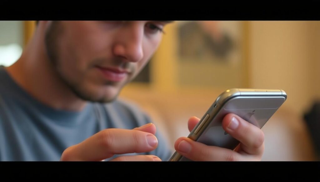 Imagem de uma pessoa usando o WhatsApp no iPhone