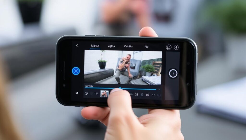 Imagem do aplicativo CapCut em ação, editando um vídeo no iPhone
