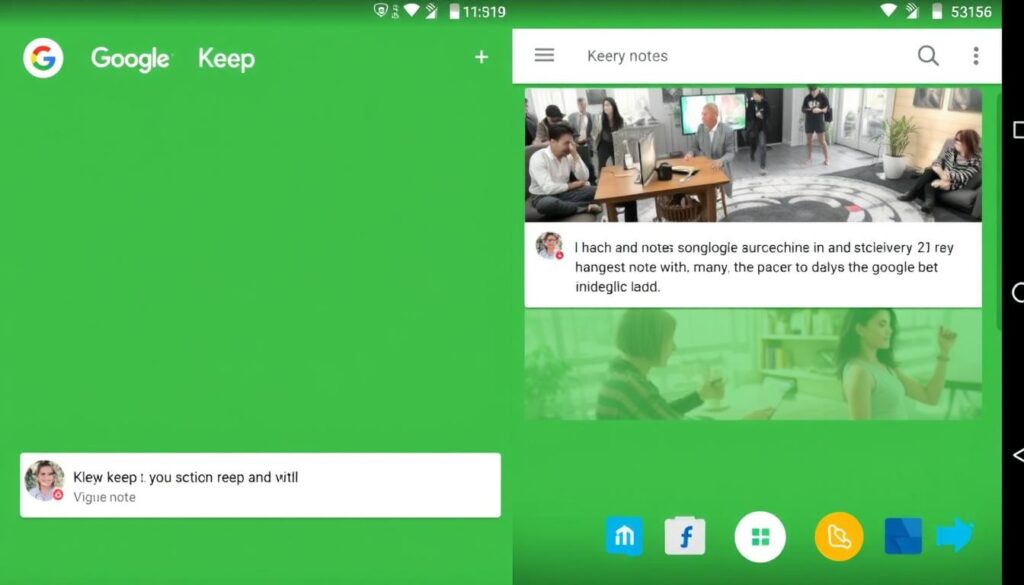 Imagem do aplicativo Google Keep em funcionamento, mostrando notas.