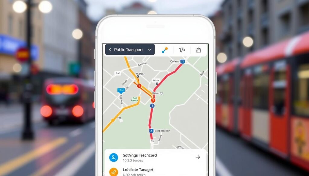 Imagem do aplicativo Moovit mostrando rotas de transporte público
